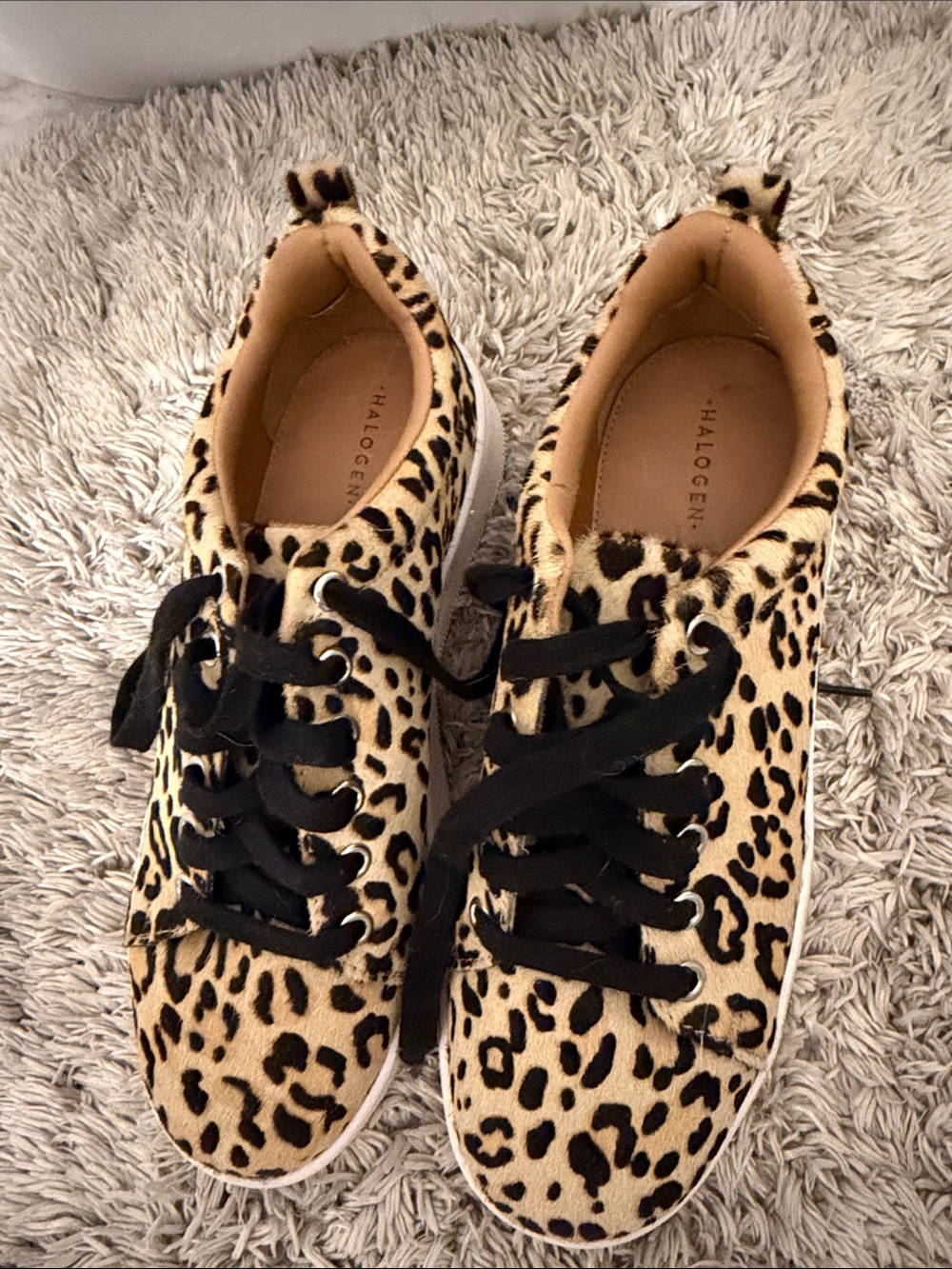 Halogen Leopard Print Tan and Black Sneakers